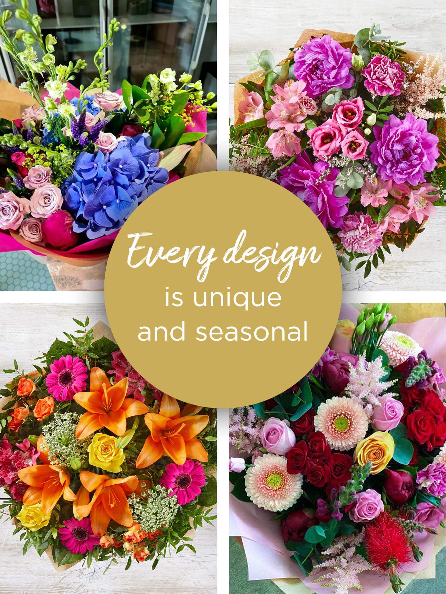 Hand-tied bouquet made with seasonal flowers Flower Arrangement